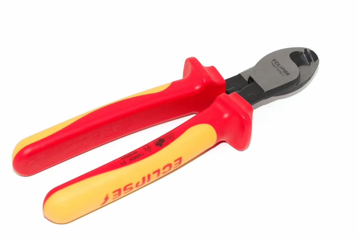 Eclipse Professional VDE Cable Cutters by Cherry Tree Tools with red and yellow non slip grip handles