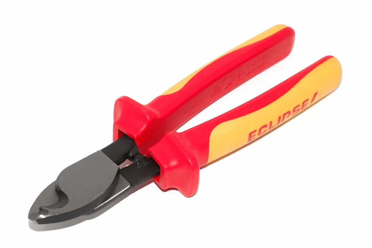 Eclipse Professional VDE Cable Cutters by Cherry Tree Tools, red and yellow with non slip grip handles