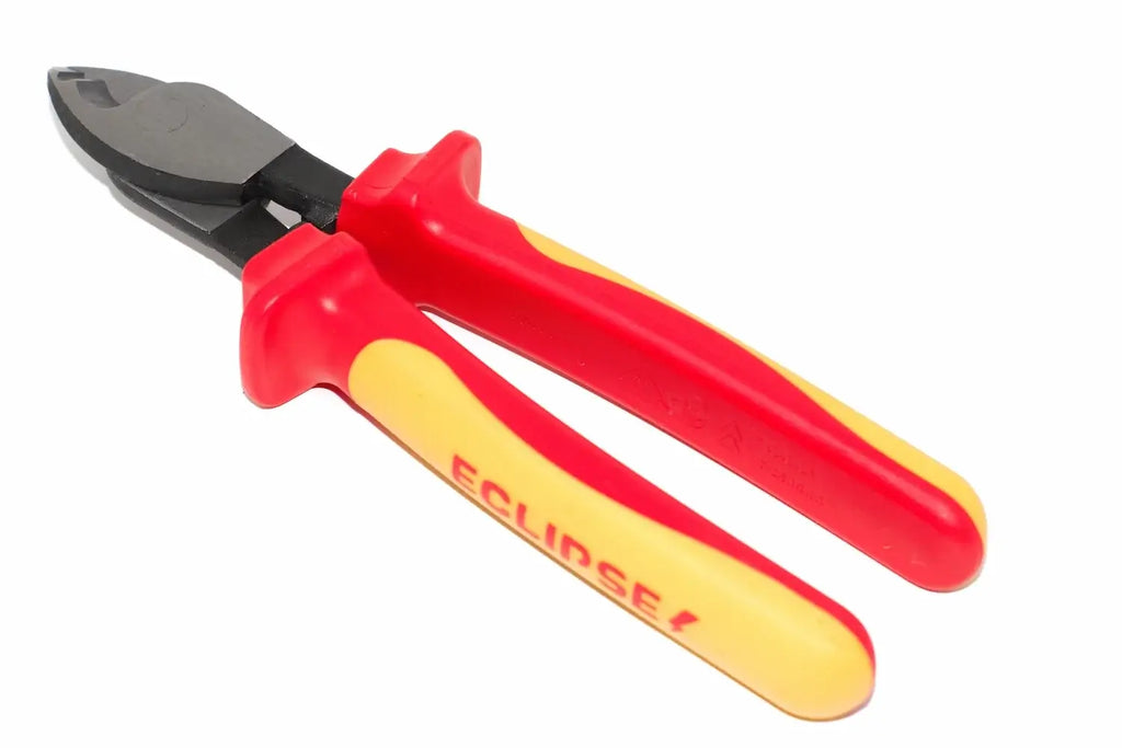 Eclipse Professional VDE Cable Cutters by Cherry Tree Tools with red insulated non slip grip handles and steel blades
