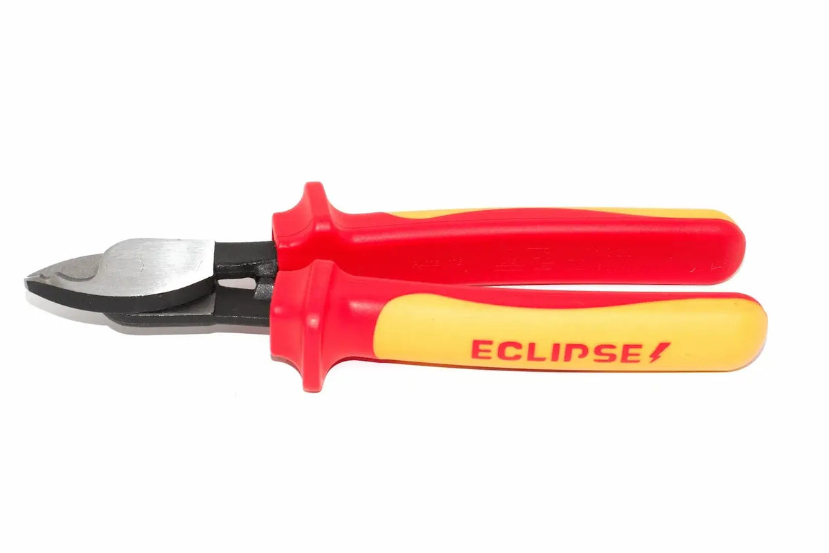 Eclipse Professional VDE Cable Cutters by Cherry Tree Tools with red and yellow non-slip grip handles