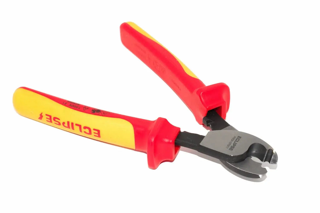 Eclipse Professional VDE Cable Cutters by Cherry Tree Tools with red and yellow non slip grip handles