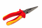 Eclipse 8" VDE long nose pliers by Cherry Tree Tools with red insulated handles and long precision tips