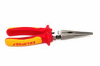 Eclipse 8" VDE long nose pliers by Cherry Tree Tools with red insulated grips and steel jaws