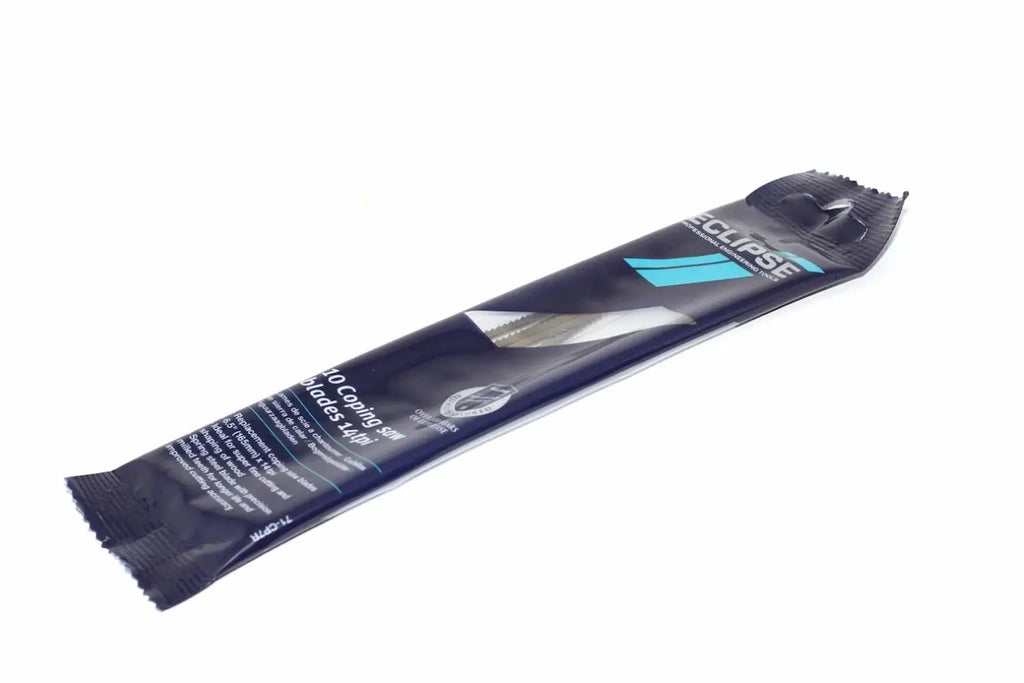 Eclipse Professional coping saw blades by Cherry Tree Tools, dark blue spring steel for fine curved cuts
