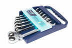 Eclipse Flex Combination Spanner set by Cherry Tree Tools in blue with flex ring ends for confined spaces