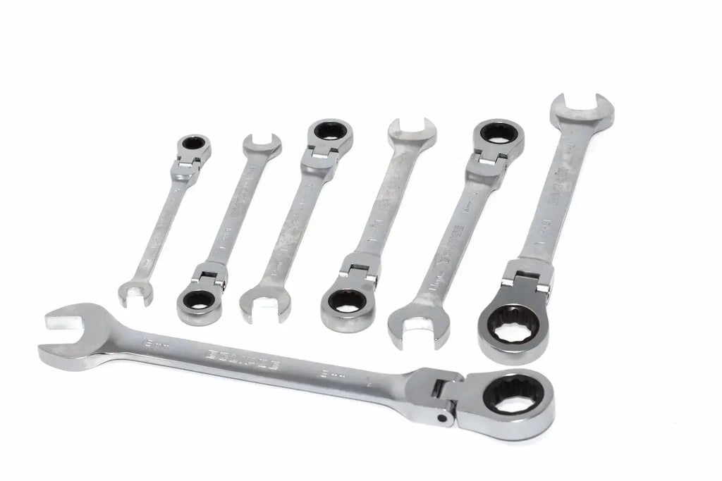Eclipse Flex Combination Spanner set by Cherry Tree Tools, chrome vanadium steel with satin finish and flex ring ends