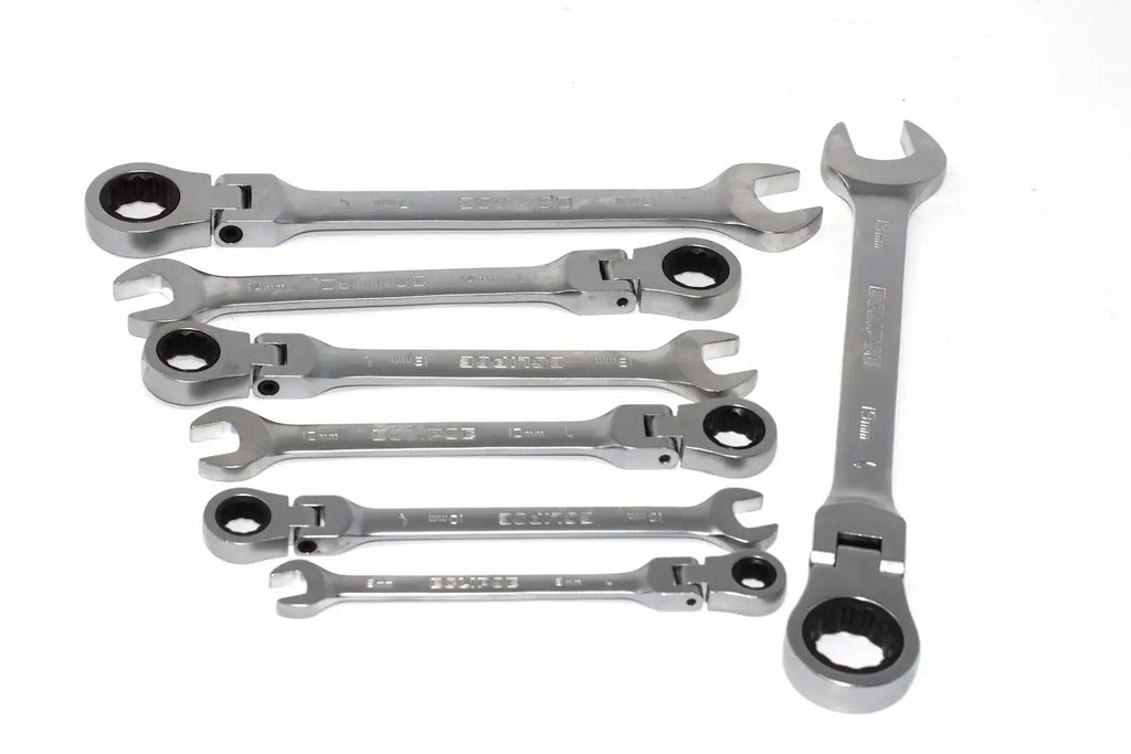 Eclipse Flex Combination Spanner set by Cherry Tree Tools, chrome vanadium steel with flex ring ends for tight spaces