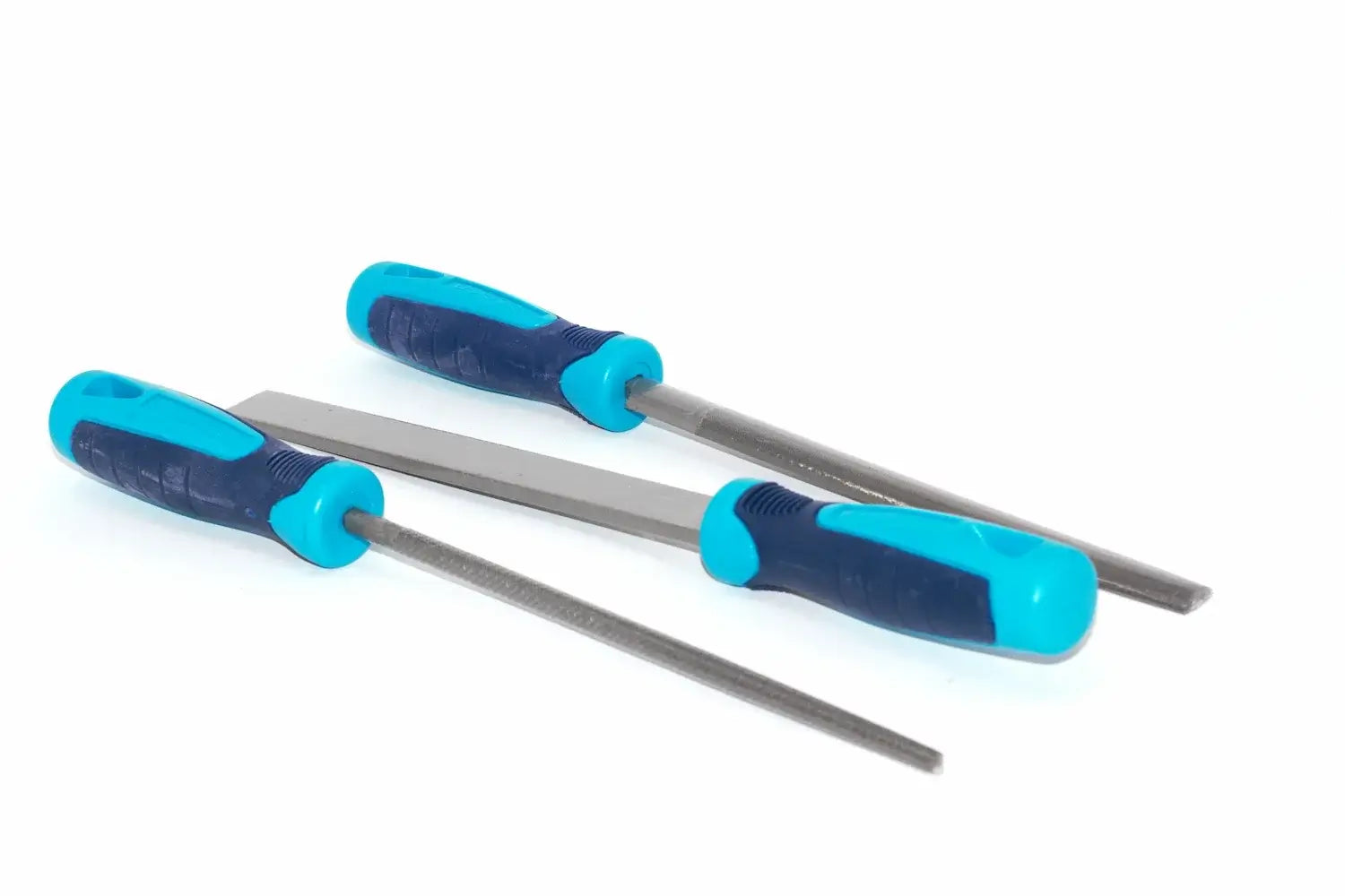 Eclipse Professional 3pc File Set- 2nd Cut by Cherry Tree Tools, blue handled metalworking file set