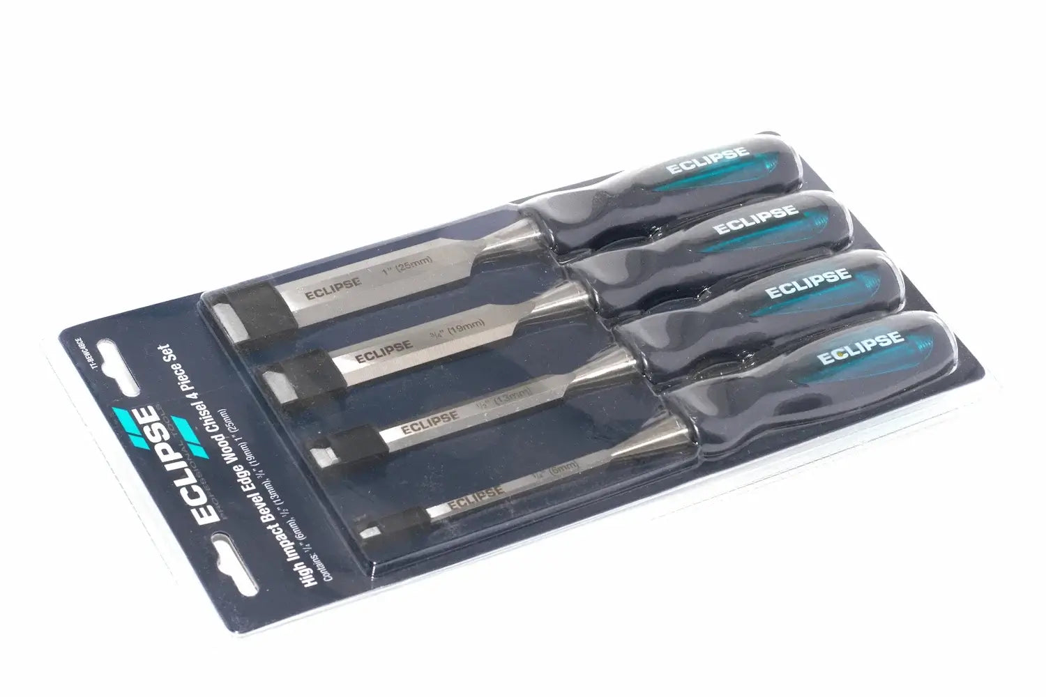 Eclipse Professional 4pc Wood Chisel Set by Cherry Tree Tools with chrome vanadium steel blades and PVC soft feel handles