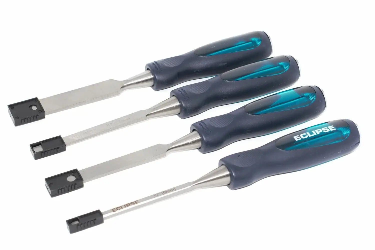 Eclipse Professional 4pc Wood Chisel Set by Cherry Tree Tools with bevel edge chrome vanadium blades