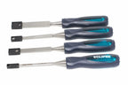 Eclipse Professional 4pc Wood Chisel Set by Cherry Tree Tools, chrome vanadium blades with PVC soft feel handles