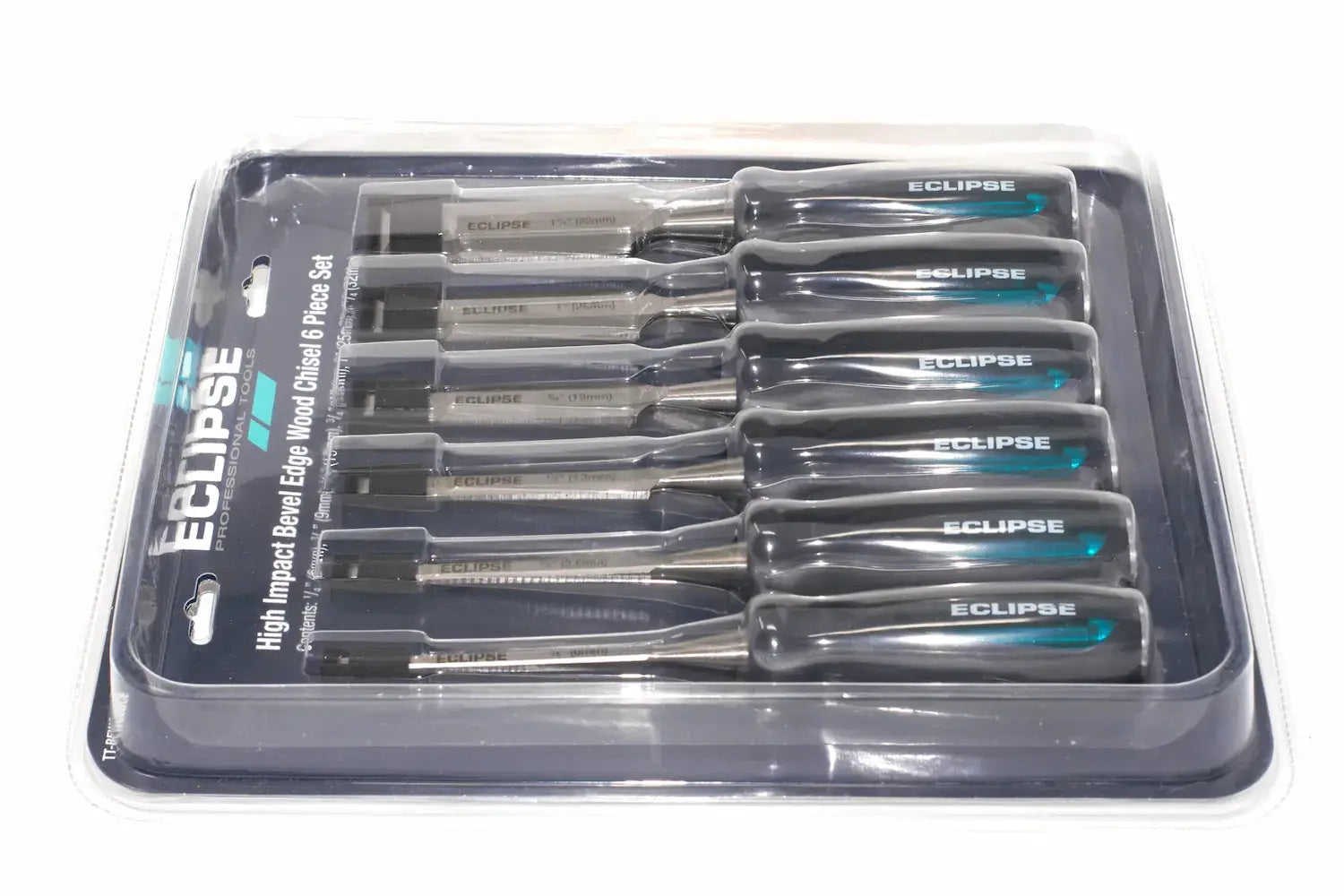 Eclipse Professional 6pc Wood Chisel Set by Cherry Tree Tools, chrome vanadium steel blades with soft grip handles