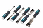 Eclipse Professional 6pc Wood Chisel Set by Cherry Tree Tools, chrome vanadium blades with soft grip handles
