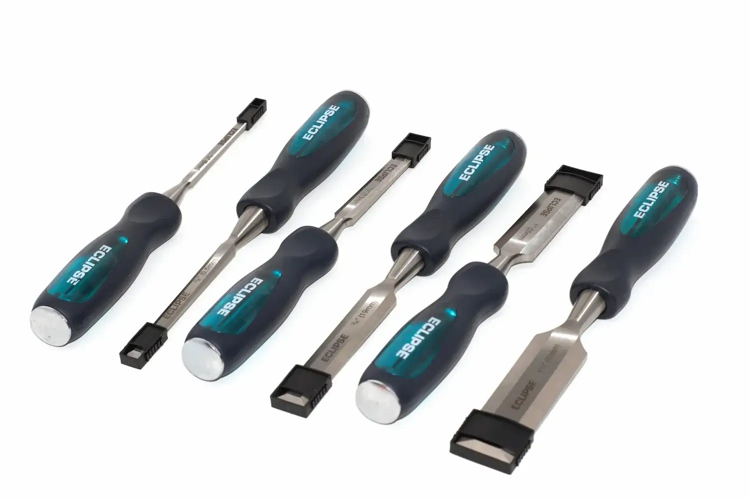 Eclipse Professional 6pc Wood Chisel Set by Cherry Tree Tools, chrome vanadium blades with soft grip handles