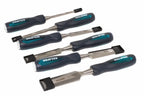 Eclipse Professional 6pc Wood Chisel Set by Cherry Tree Tools with chrome vanadium steel blades and soft grip handles