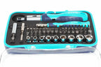 Eclipse Ratchet Screwdriver & Socket Set by Cherry Tree Tools in turquoise with ergonomic soft feel handle