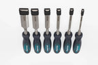 Eclipse Professional 6pc Wood Chisel Set by Cherry Tree Tools, chrome vanadium steel blades and soft grip handles