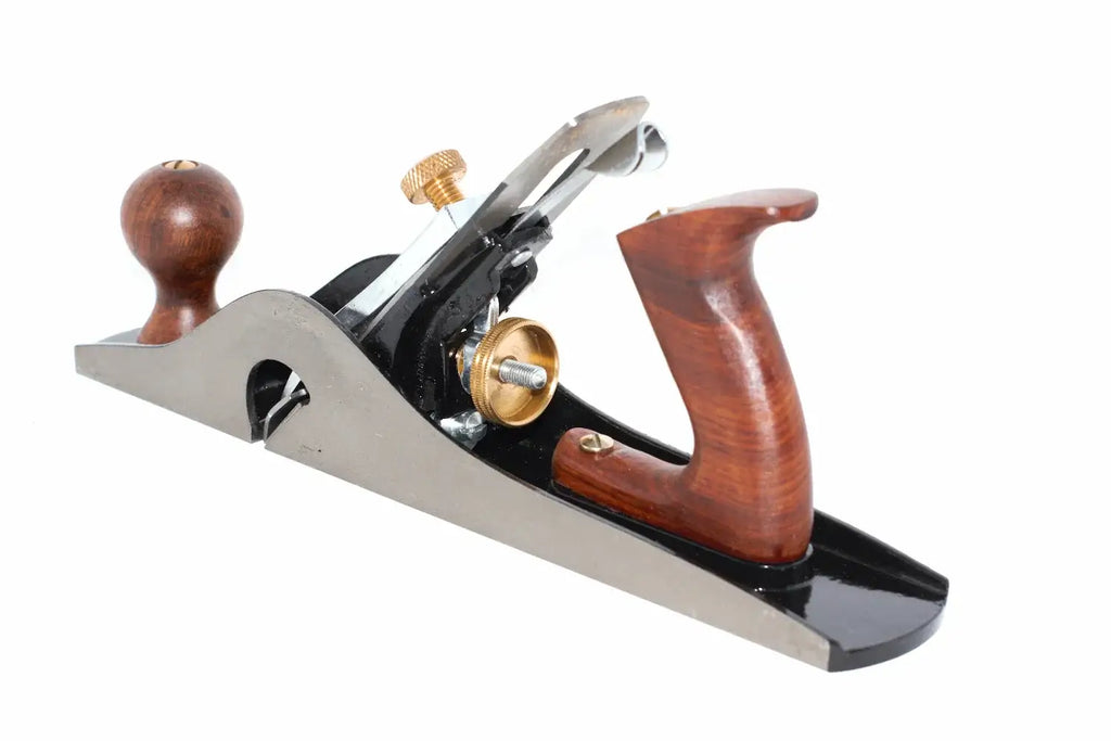 Faithfull no 10 rebate plane with a brass depth of cut  adjustment screw, black gloss finished main body with flat ground sides