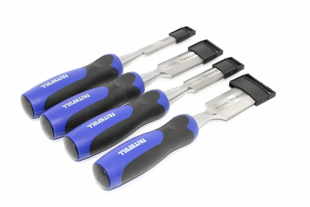 Faithfull 4pc Butt Chisels Set by Cherry Tree Tools with chrome vanadium steel blades