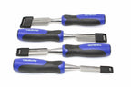 Faithfull 4pc Butt Chisels Set bevel edge by Cherry Tree Tools with chrome vanadium steel blades and soft grip handles