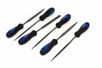 Faithfull 6pc Needle File Set by Cherry Tree Tools, needle file set with rubber grip and blue accents