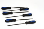 Faithfull 6pc Needle File Set by Cherry Tree Tools, rubber grip needle files in blue and black