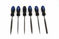 Faithfull 6pc Needle File Set by Cherry Tree Tools with rubber grip handles, blue and black