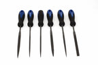 Faithfull 6pc Needle File Set by Cherry Tree Tools with rubber grip handles, blue and black