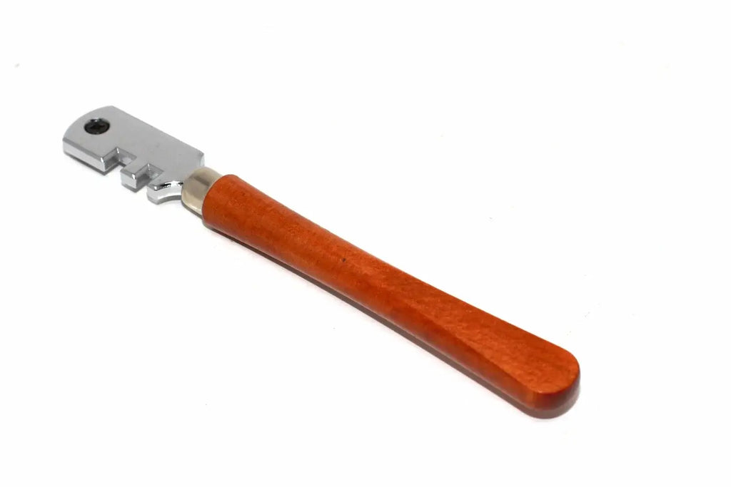 Faithfull 6 Wheel Glass Cutter by Cherry Tree Tools with a varnished wood handle and tungsten carbide cutting wheels