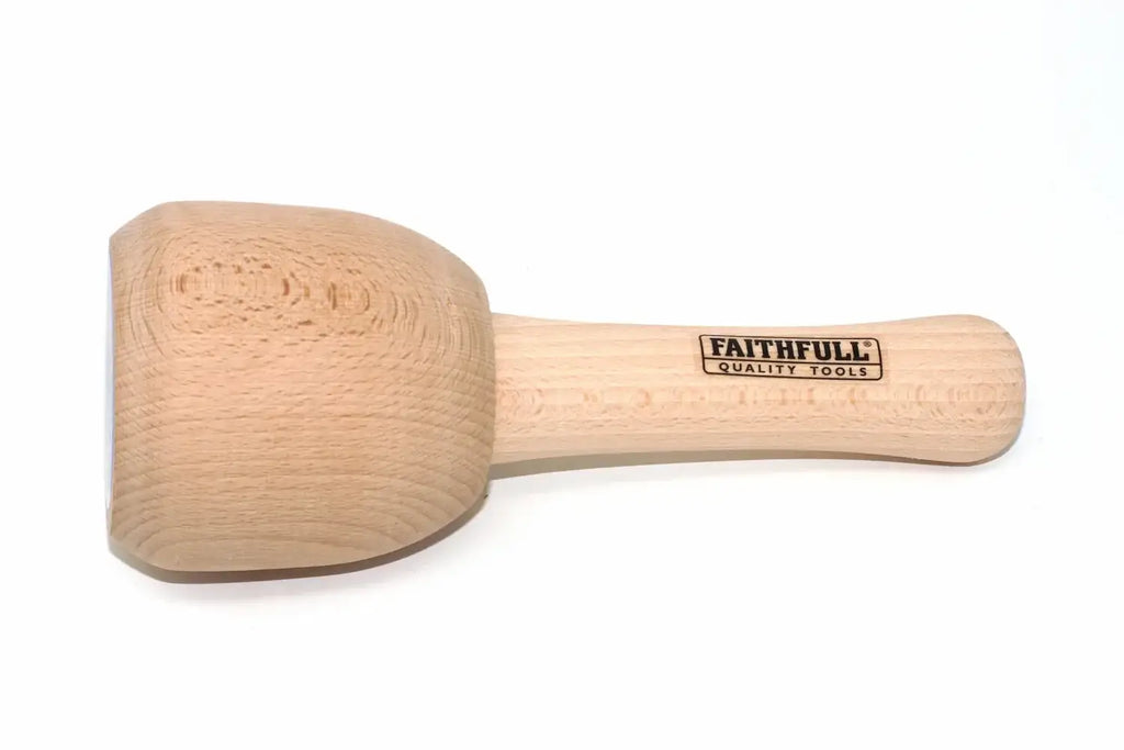 Faithfull 90mm Beech Wood Carvers mallet by Cherry Tree Tools with solid beechwood construction