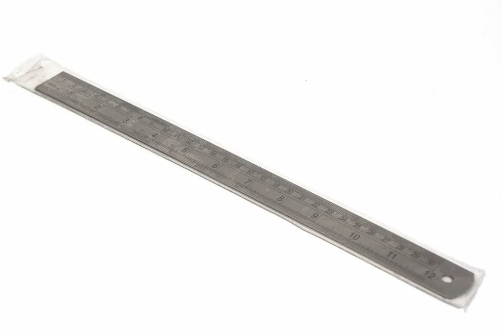 Fisher 300mm Stainless Steel Ruler with dual imperial and metric scales, durable and precise measuring tool.
