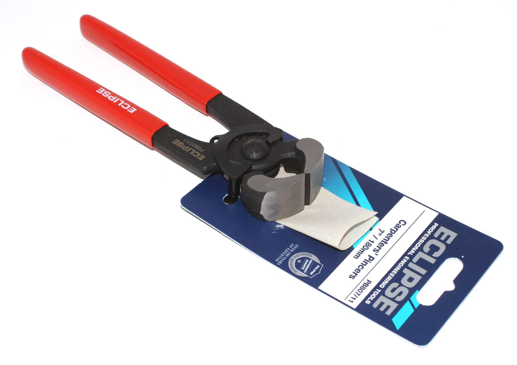 Eclipse Professional Carpenters Pincers showcasing high-grade steel construction with red rubber grips.