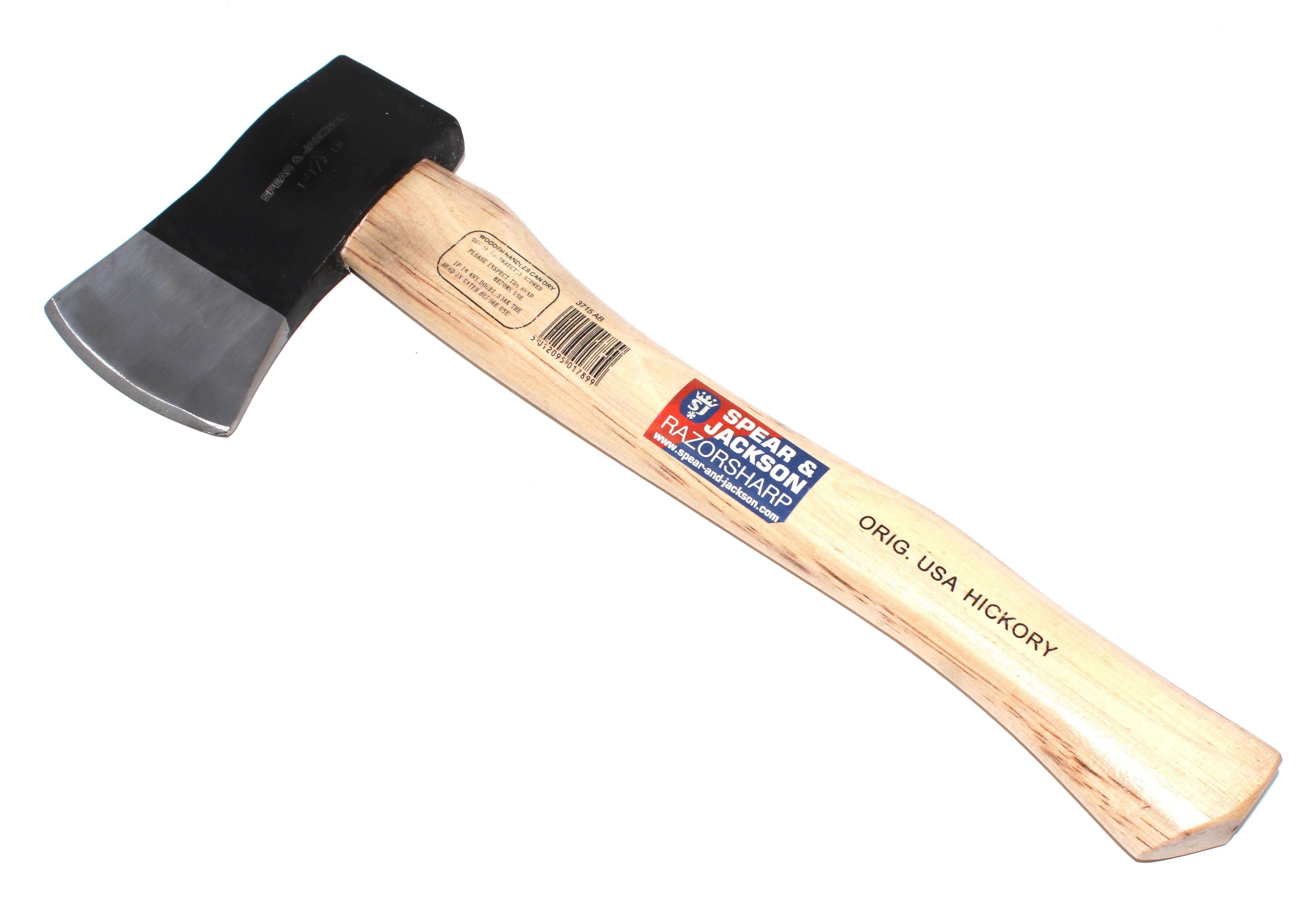 Spear & Jackson 1.5lb Hatchet - Hickory Handle with a sturdy hickory shaft and sharp steel blade.