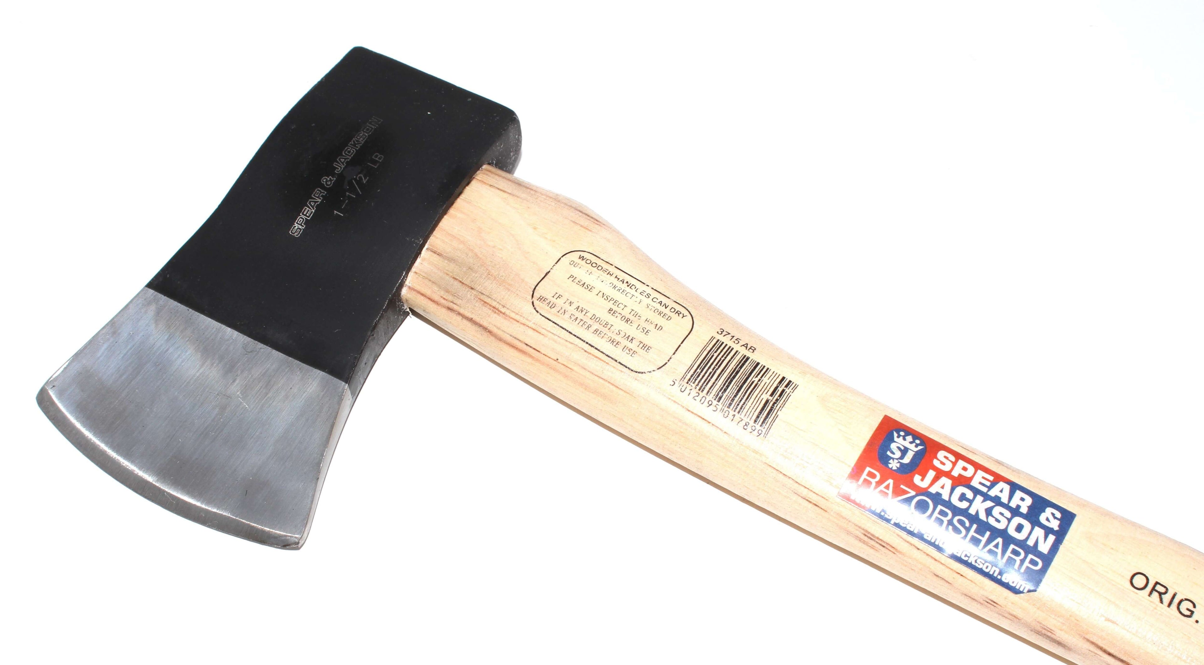 Spear & Jackson 1.5lb Hatchet - Hickory Handle with shiny blade and durable hickory shaft.