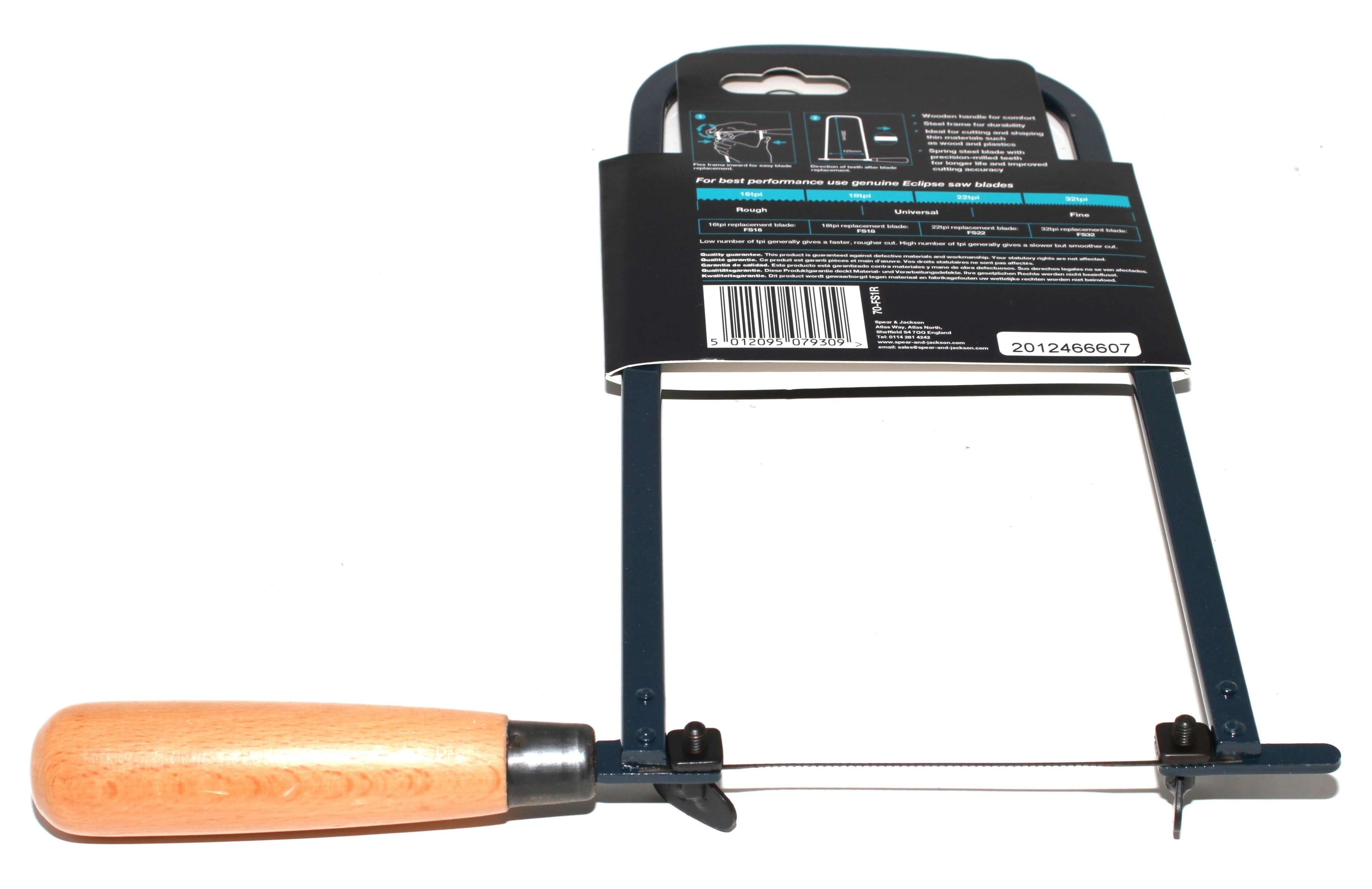 Eclipse Professional Fretsaw Woodworking with a wooden handle and saw blade for precise cutting.
