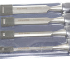 Eclipse Professional 4pc Wood Chisel Set showing chisel sizes in a display packaging.