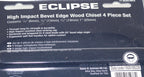 Eclipse Professional 4pc Wood Chisel Set packaging with features and specifications highlighted.
