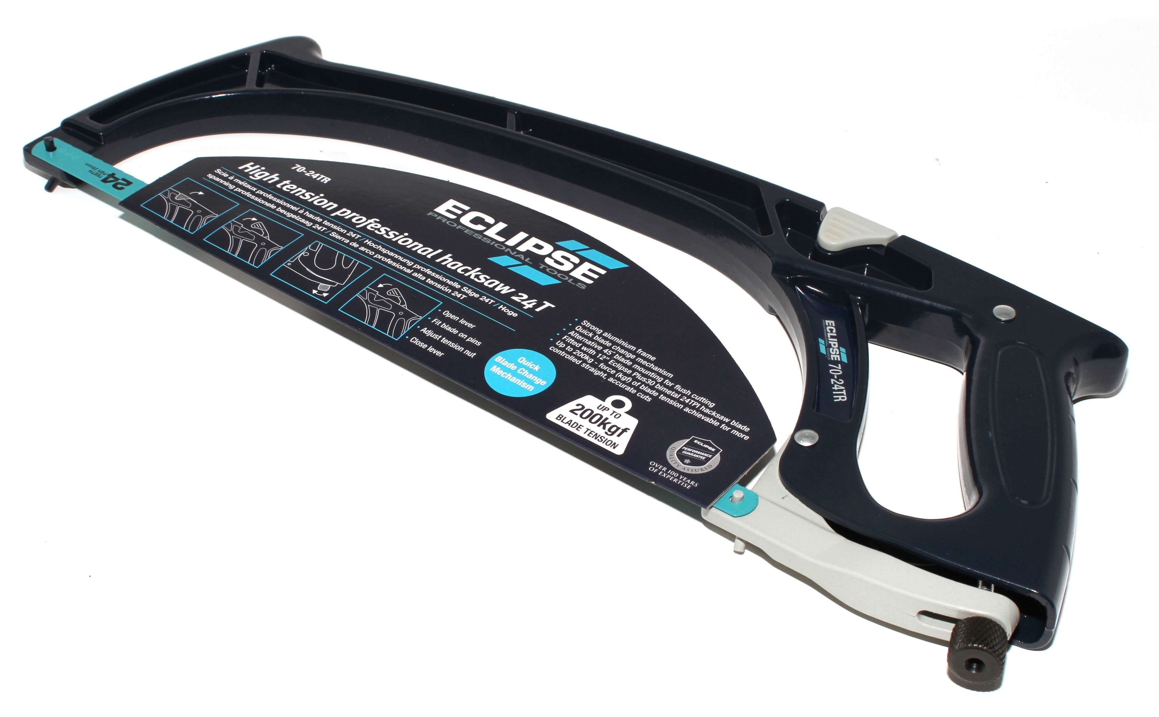 Eclipse Professional Hacksaw showing its robust design and high blade tension mechanism.