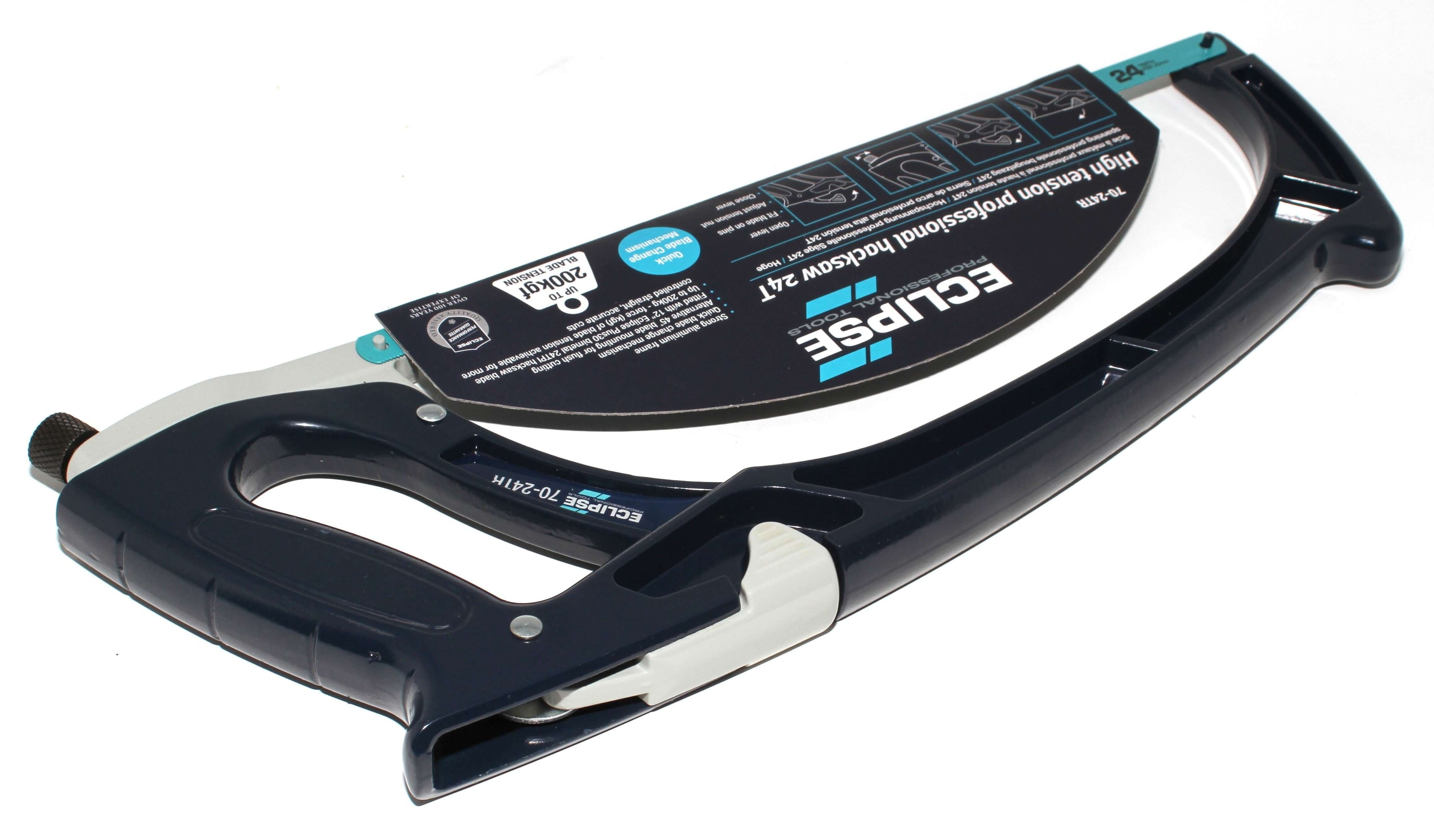 Eclipse Professional Hacksaw with a robust design and high-tension blade tensioning mechanism.