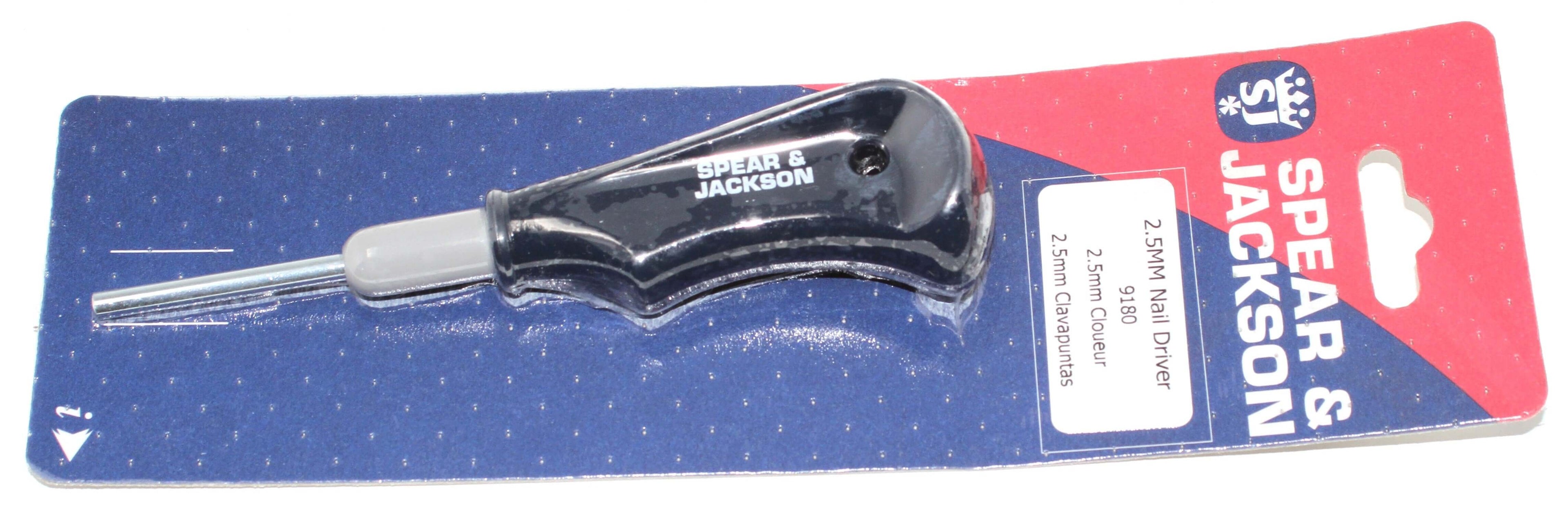 Spear & Jackson 2.5mm Nail Driver displayed on packaging for precise and detailed fastening work.