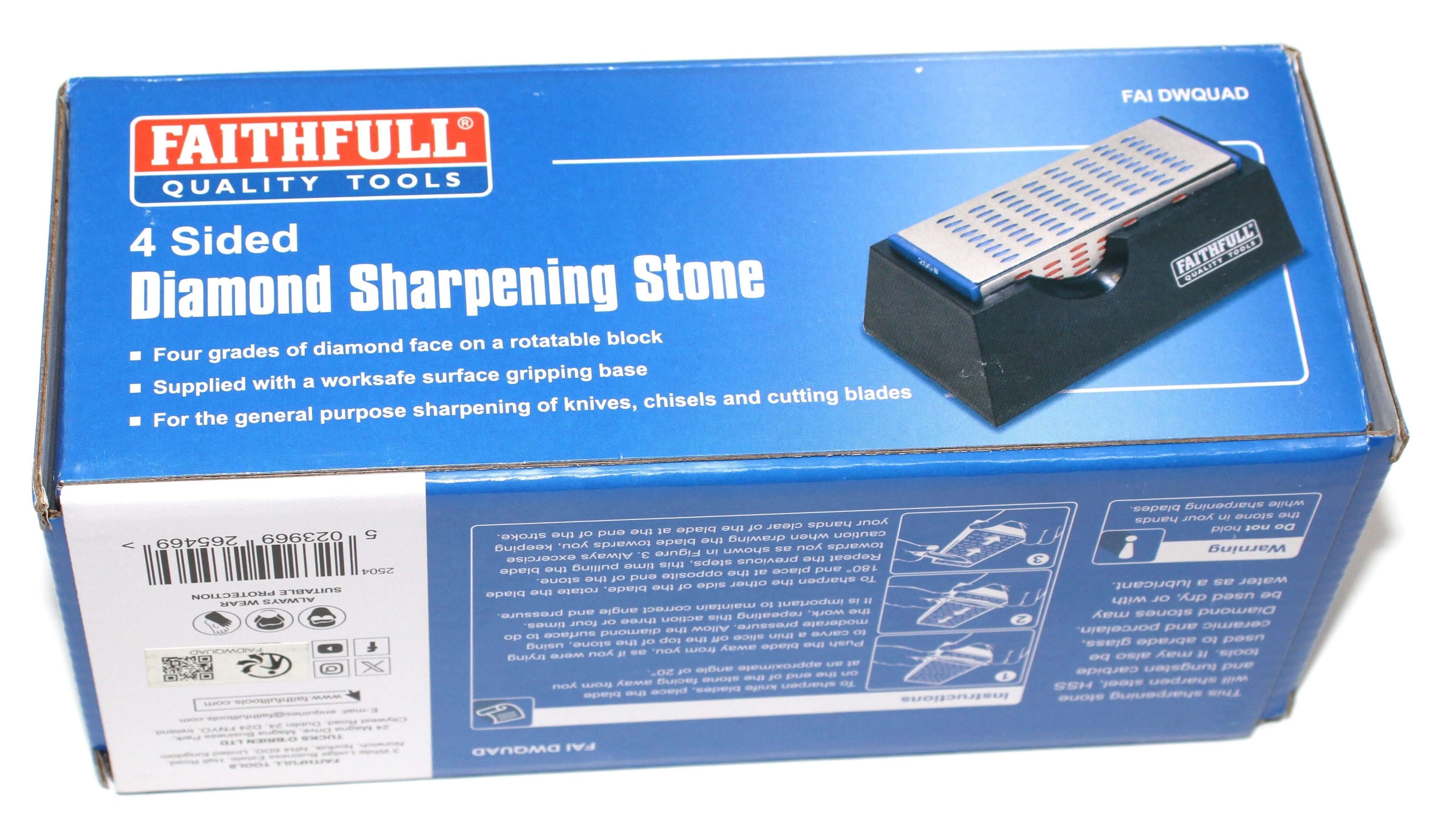 Faithfull Diamond Sharpening Stone with four grit levels for tools and blades.