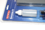 Faithfull 3pc Tool Sharpening Kit includes sharpening oil bottle and dual-grit oilstone for precision tool maintenance.