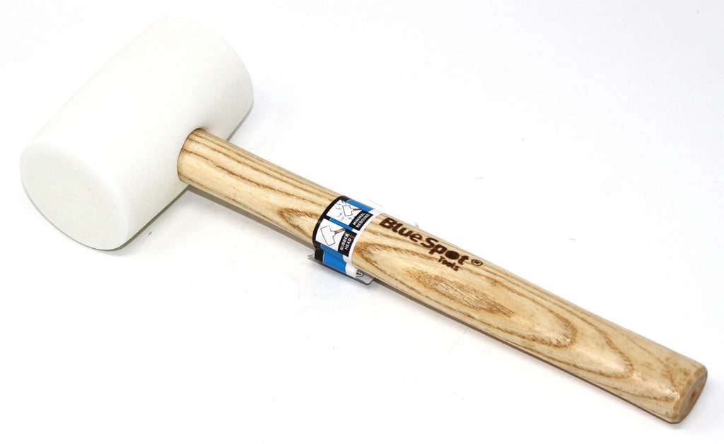 Blue Spot 16oz White Rubber mallet with a wooden handle, perfect for various tasks and projects.