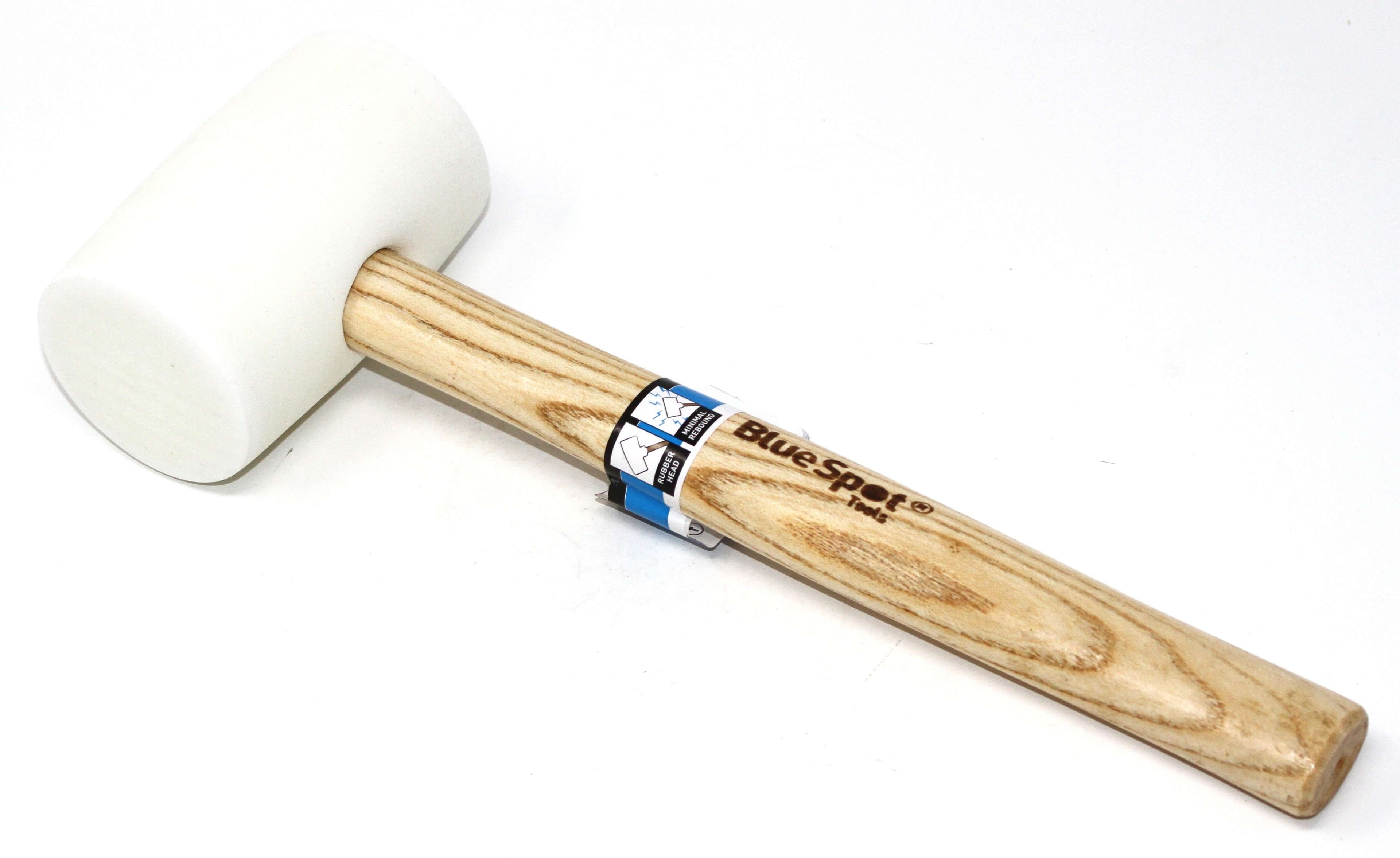 Blue Spot 16oz White Rubber mallet with a wooden handle, perfect for various tasks and projects.