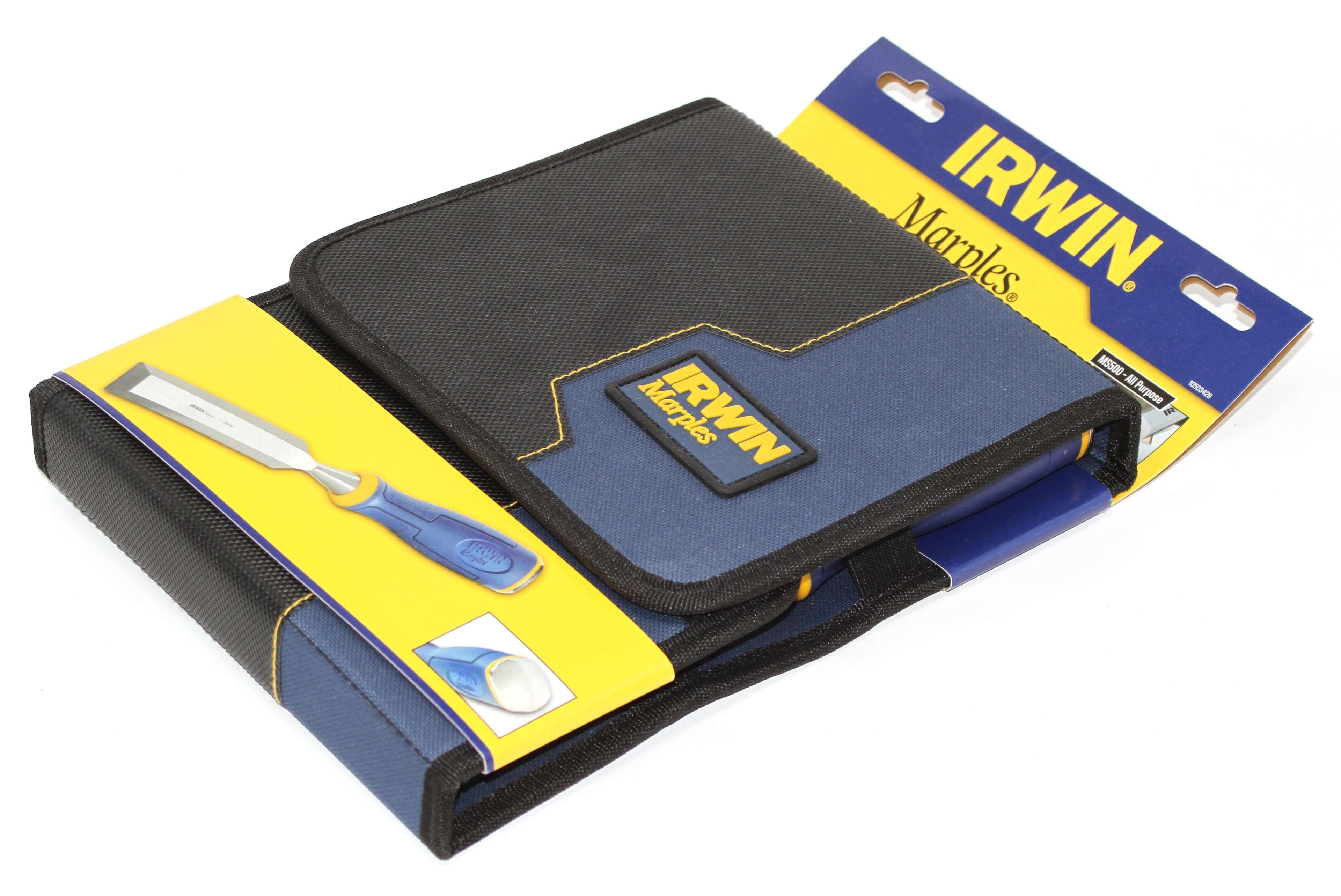Irwin Marples MS500 Chisel Set 5 Piece packaging showing quality design and craftsmanship for woodworking.