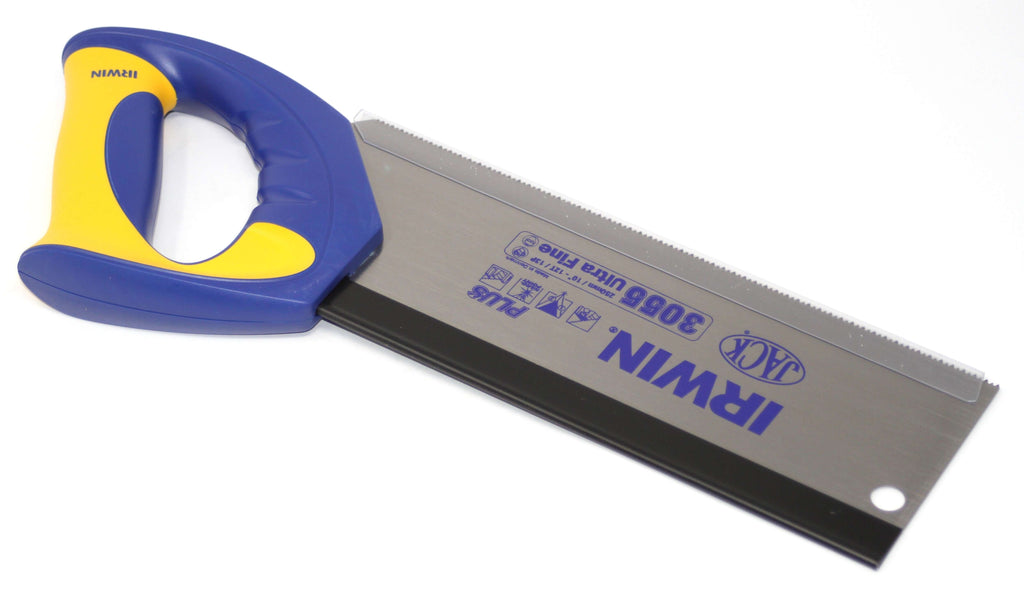 Irwin Jack 10" Tenon Saw with a comfortable grip and sharp blade, ideal for precise cutting tasks.