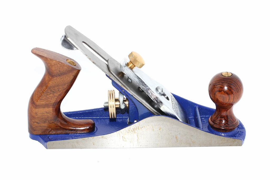 Irwin Record No 4 Smoothing Plane 50mm woodworking tool by Cherry Tree Tools, blue bench plane with cast iron