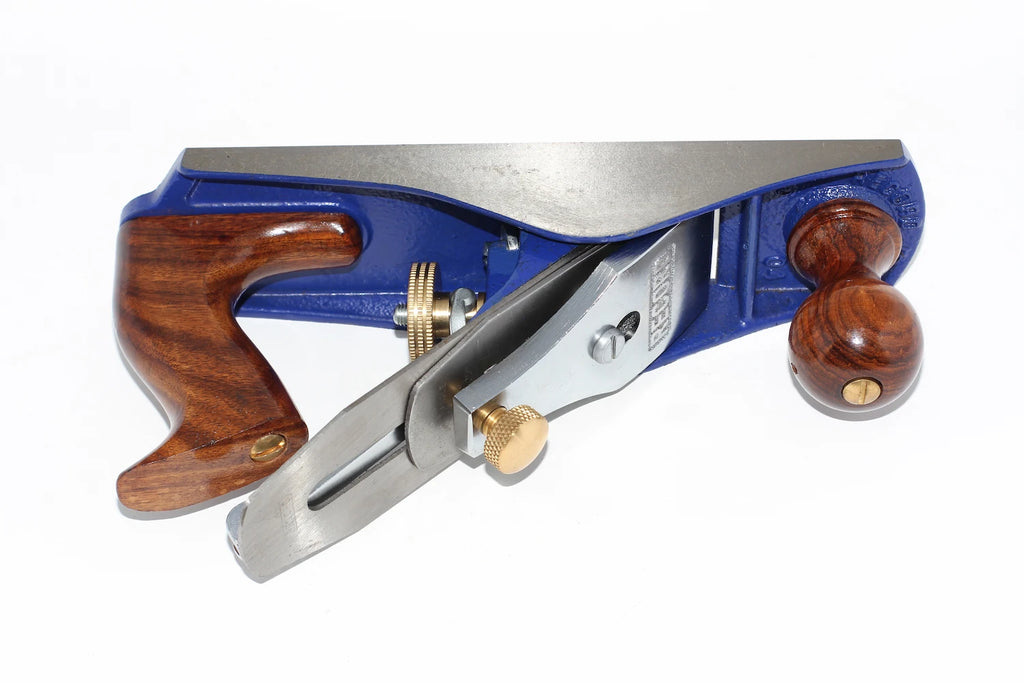 Irwin Record No 4 Smoothing Plane 50mm woodworking tool by Cherry Tree Tools, blue and cast iron no4 smoothing plane