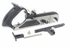 Stanley Duplex Rebate Plane No 078 shown with its mounting hardware, including a black mounting bracket, a silver adjustment screw, and a silver rod, on a plain white background.