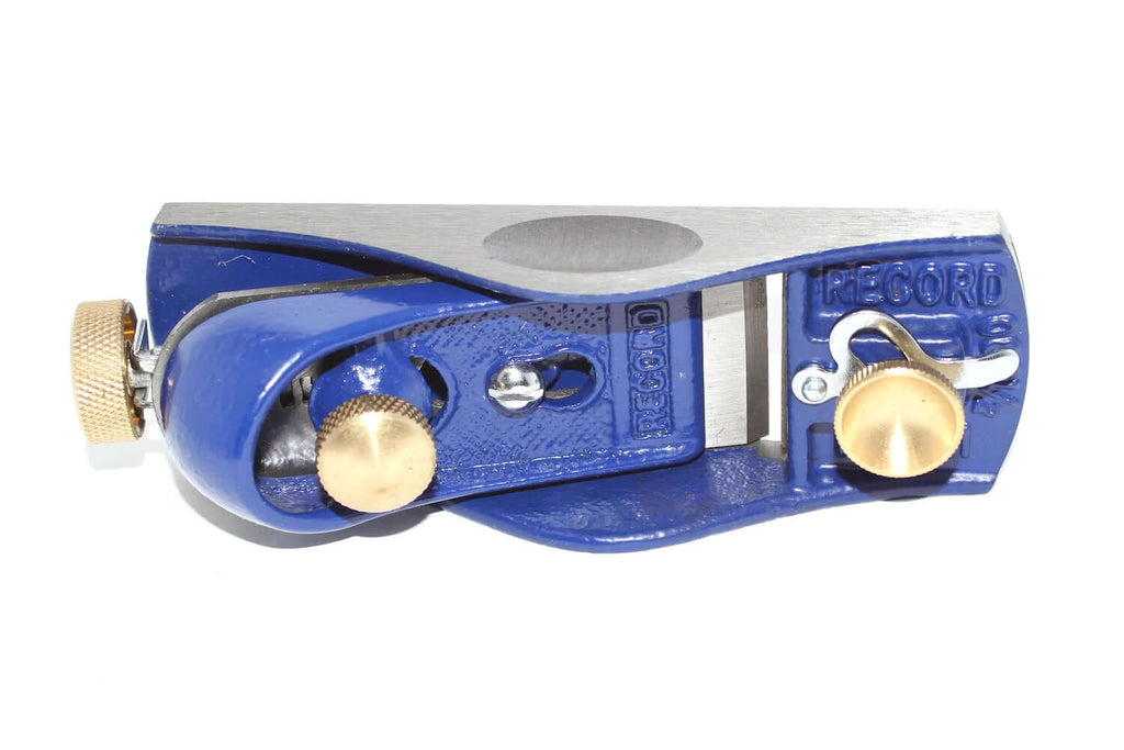 Irwin Record Block Plane No 60 1/2 close-up view showing precision craftsmanship and adjustable settings.